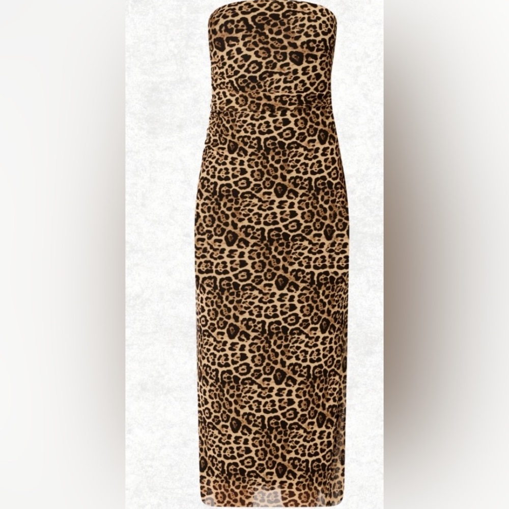 Elegant Strapless Leopard Print Dress